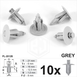 10x Grey Car Plastic Rivet Trim Door Panel Fastener Clips Fits Saab Suzuki Mazda