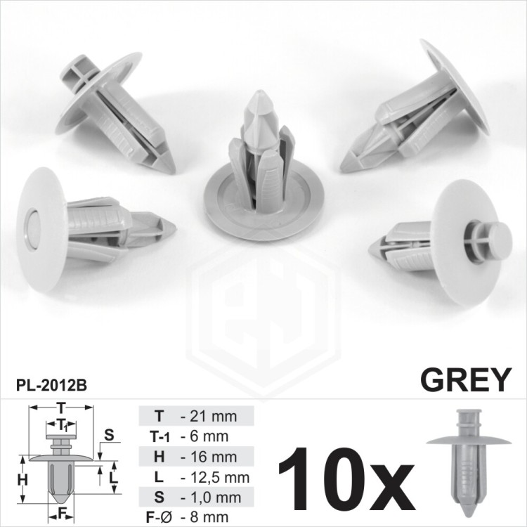 10x Grey Car Plastic Rivet Trim Door Panel Fastener Clips Fits Saab Suzuki Mazda