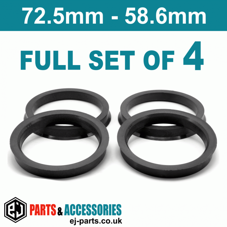 Spigot Rings / 72.5mm - 58.6mm FULL SET OF (4) FOUR RINGS