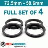 Spigot Rings / 72.5mm - 58.6mm FULL SET OF (4) FOUR RINGS - Spigot Rings / 72.5mm - 58.6mm FULL SET OF (4) FOUR RINGS