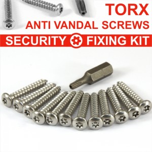 13 Piece Number plate security stainless steel screws KIT 12 SCREWS and TORX BIT 