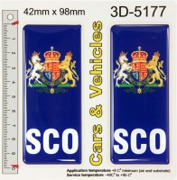 2x 42 x 98 mm Scotland SCO Coat of Arms Resin Gel Domed Number Plate Badges Decals Stickers