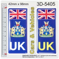 2x 42 x 98 mm UK Flag Cheshire County Number Plate Stickers 3D Gel Domed Decals Badges