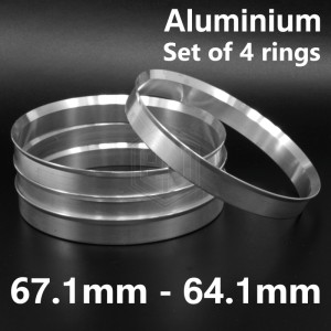 Aluminium Spigot Rings / 67.1mm - 64.1mm FULL SET OF (4) FOUR RINGS