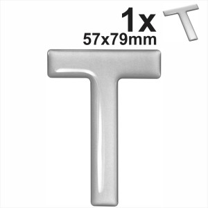 3d Gel Silver Letter T for Classic Black Number Plates Domed Resin Making DIY UK