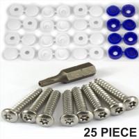 25pcs. Number plate security screws Blue White CAPS HINGED FIXING Kit