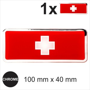 Switzerland Swiss flag 3D Chrome Sticker Car Domed Resin Side Badge Emblem Decal