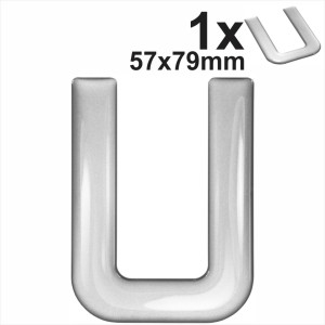 3d Gel Silver Letter U for Classic Black Number Plates Domed Resin Making DIY UK
