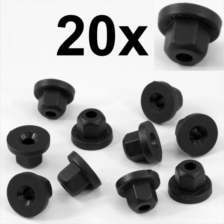 20x Plastic Nuts Unthreaded Widely Used for Audi Trim Carpets and Sensor Mounts