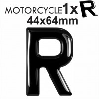 Letter R 3D Gel MOTORCYCLE MOTORBIKE BIKE number plates Black Domed Resin Making DIY Registration UK REG