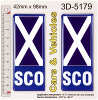 2x 42 x 98 mm Scotland SCO Flag 3D Resin Gel Domed Number Plate Decal Badges Stickers Car