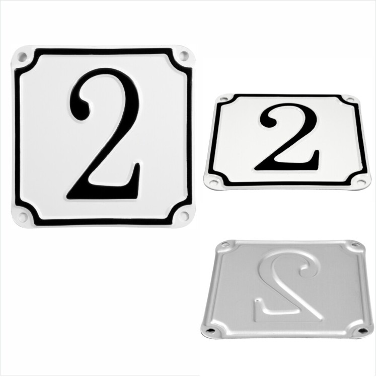 French Style Pressed White House Number Door Gate plate metal sign plaque 1 to 9