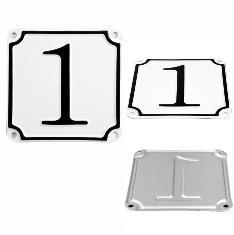 French Style Pressed White House Number Door Gate plate metal sign plaque 1 to 9
