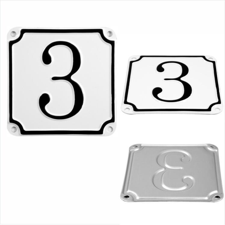 French Style Pressed White House Number Door Gate plate metal sign plaque 1 to 9