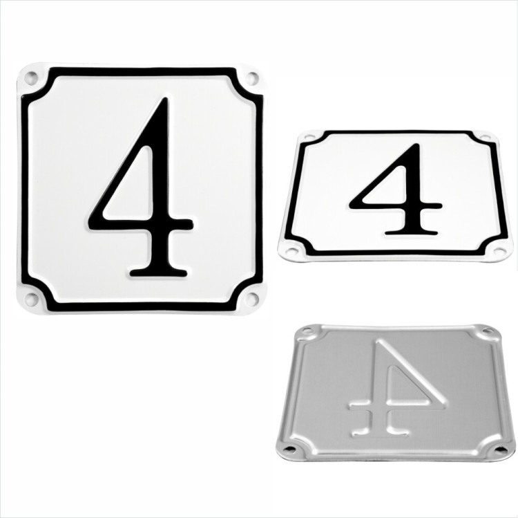 French Style Pressed White House Number Door Gate plate metal sign plaque 1 to 9