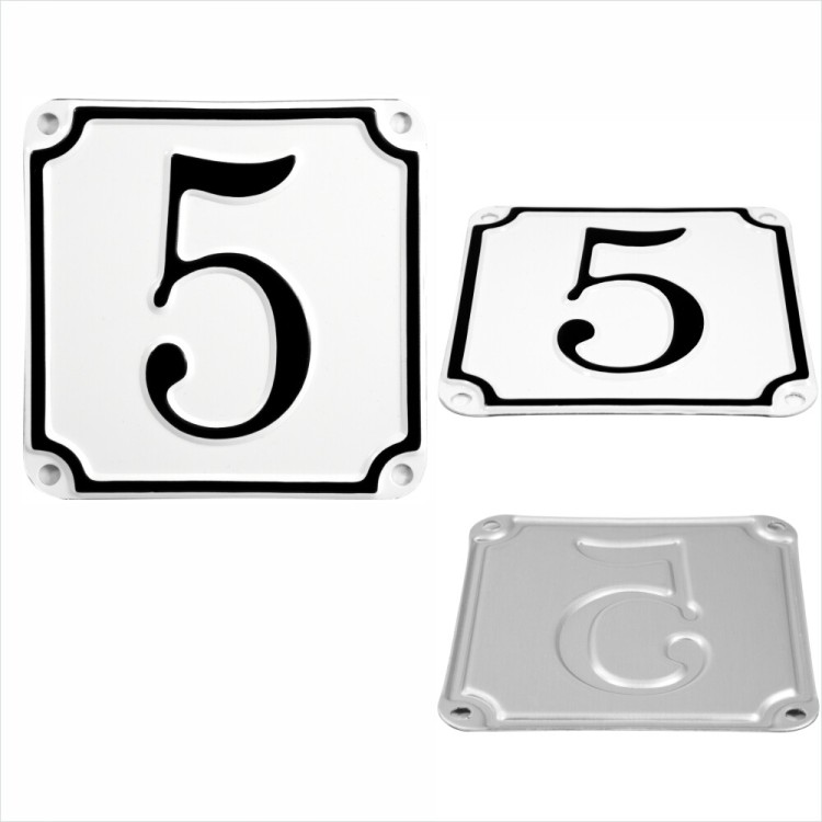 French Style Pressed White House Number Door Gate plate metal sign plaque 1 to 9