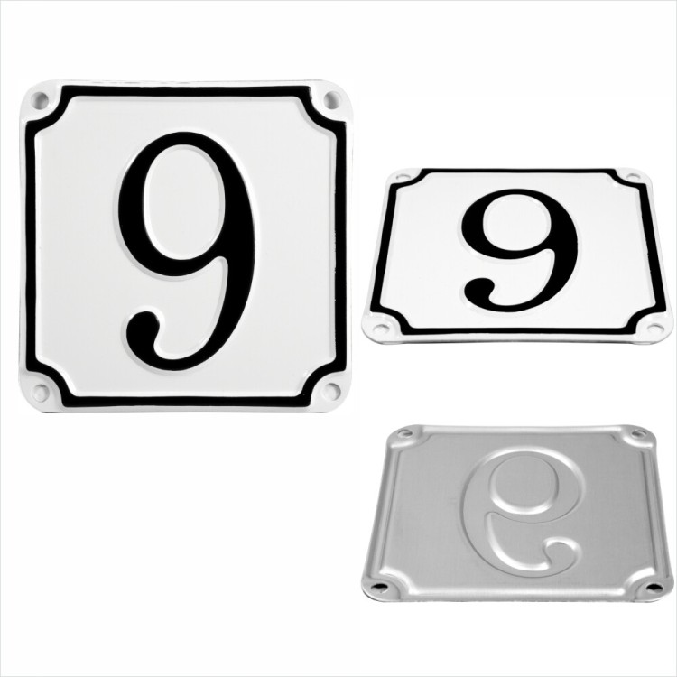French Style Pressed White House Number Door Gate plate metal sign plaque 1 to 9