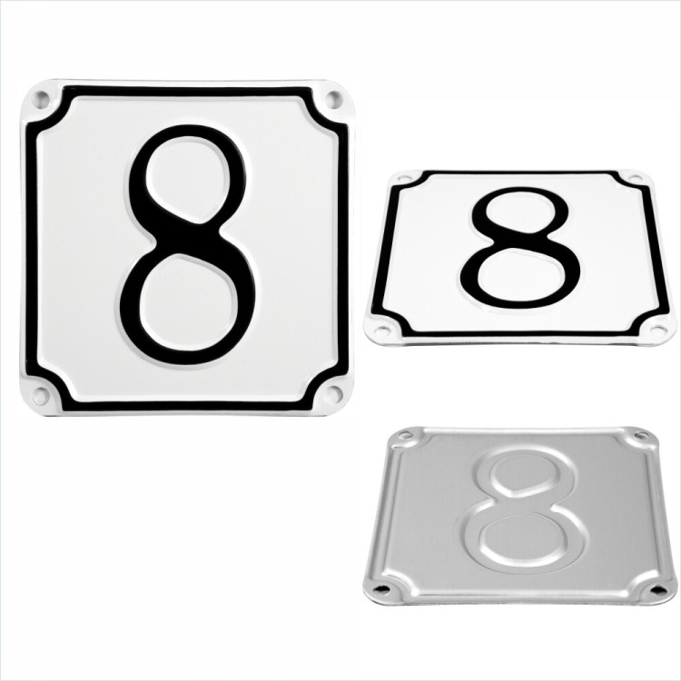 French Style Pressed White House Number Door Gate plate metal sign plaque 1 to 9