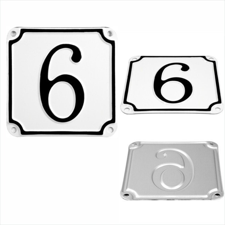 French Style Pressed White House Number Door Gate plate metal sign plaque 1 to 9