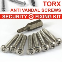 9 Piece Number plate security stainless steel screws KIT 8 SCREWS and TORX BIT