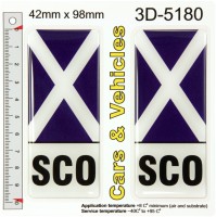 2x 42 x 98 mm Scotland SCO Saltire Flag Resin Gel Domed Number Plate Decals Badges Stickers