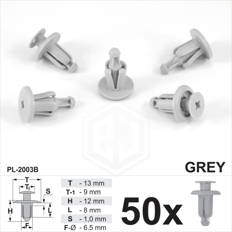 6.5-7mm hole Grey Plastic Trim Push Rivet Clips Fastener for Toyota Suzuki