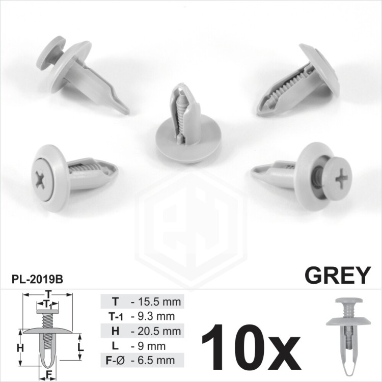 Grey Screw Rivet Trim Clips Panel Bumper Wheel Arch Lining Grille Fits Ford