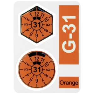 German Number Plates 2031 Orange 35mm 3D Domed Inspection Style Sticker Set