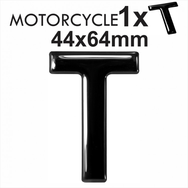Letter T 3D Gel MOTORCYCLE MOTORBIKE BIKE number plates Black Domed Resin Making DIY Registration UK REG