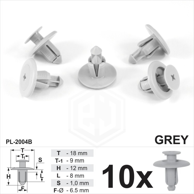 6.5-7mm hole Grey Plastic Trim Push Rivet Pin Clips Fastener Bumpers Panel
