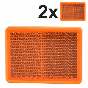 2 55x40 Self-Adhesive Amber Orang Square Rectangular Trailer Stick on Reflectors