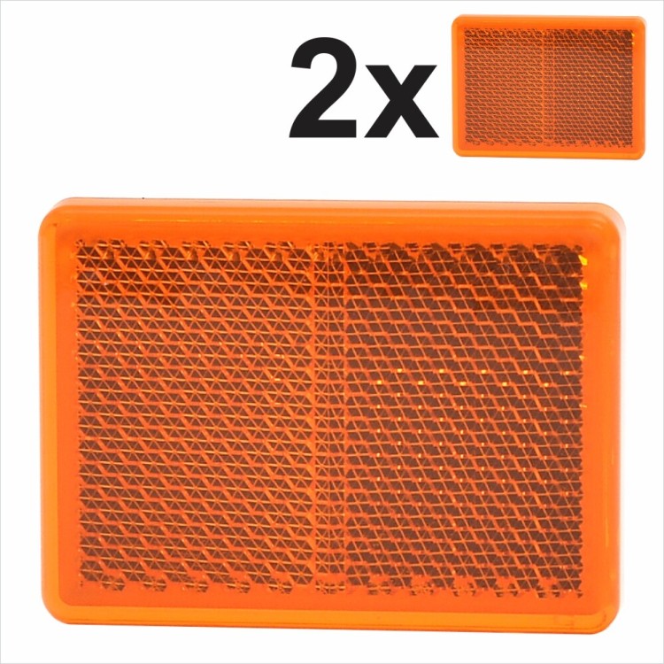 2 55x40 Self-Adhesive Amber Orang Square Rectangular Trailer Stick on Reflectors