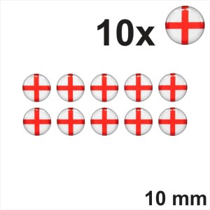 10x 10mm Diameter English St George England Stickers Decal Gloss Domed Resin 3D