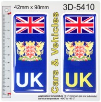 2x 42 x 98 mm UK Flag Dorset County Number Plate Stickers 3D Gel Domed Decals Badges