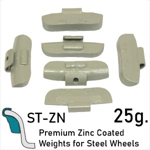 25 g. Premium Coated Zinc Balancing Wheel Weights Clip-On Steel Wheels Rims
