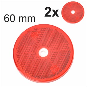 2 60mm E-Approved Red Round Circular screw Trailer Caravan Motorcycle Reflectors
