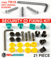 21x NUMBER PLATE CAR Motorcycle FIXING SECURITY SCREWS & CAPS HINGED PLASTIC KIT