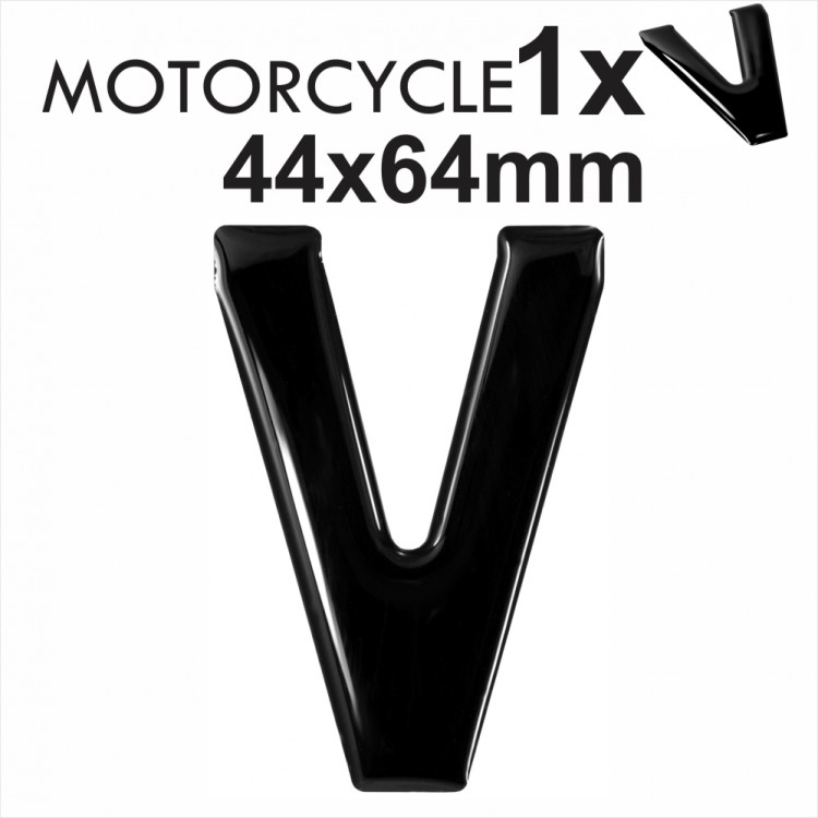 Letter V 3D Gel MOTORCYCLE MOTORBIKE BIKE number plates Black Domed Resin Making DIY Registration UK REG