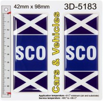 2x 42 x 98 mm SCO Scotland Number Plate Sticker Decals Badges SCO Flags 3D Resin Gel Domed
