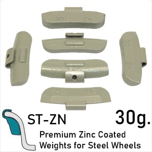 30 g. Premium Coated Zinc Balancing Wheel Weights Clip-On Steel Wheels Rims