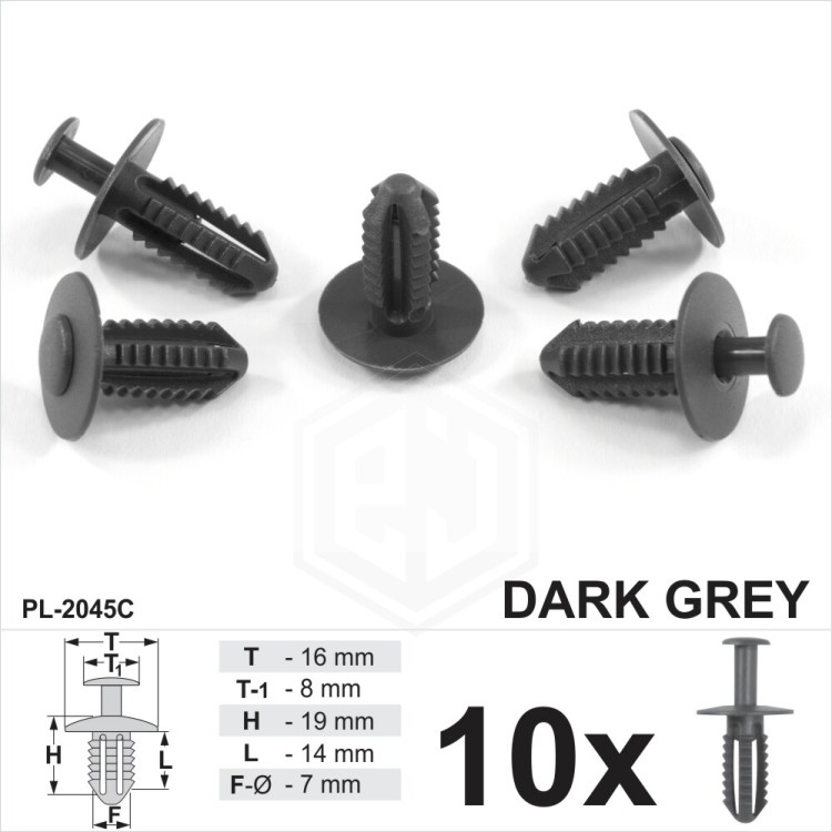 High Quality Dark Grey Plastic Bumper Trim Clips Rivets Wheel Arch Lining