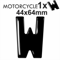 Letter W 3D Gel MOTORCYCLE MOTORBIKE BIKE number plates Black Domed Resin Making DIY Registration UK REG