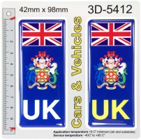 2x 42 x 98 mm UK East Riding of Yorkshire County Number Plate Stickers 3D Gel Domed Badges