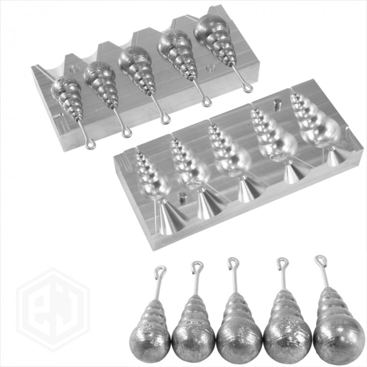 DIY Sea Fishing Lead Weights Pear Bomb Mould CNC Aluminium 4 in 1 mold 2oz to 4oz