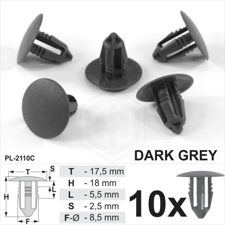 Car Interior Trim Clips Panel Fastener Dark Grey Plastic Fits Ford Universal