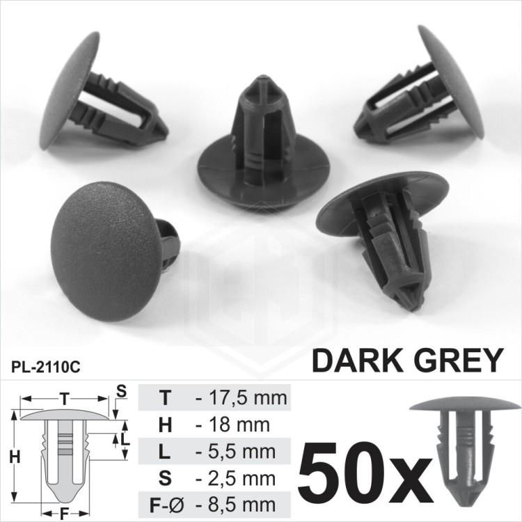 Car Interior Trim Clips Panel Fastener Dark Grey Plastic Fits Ford Universal