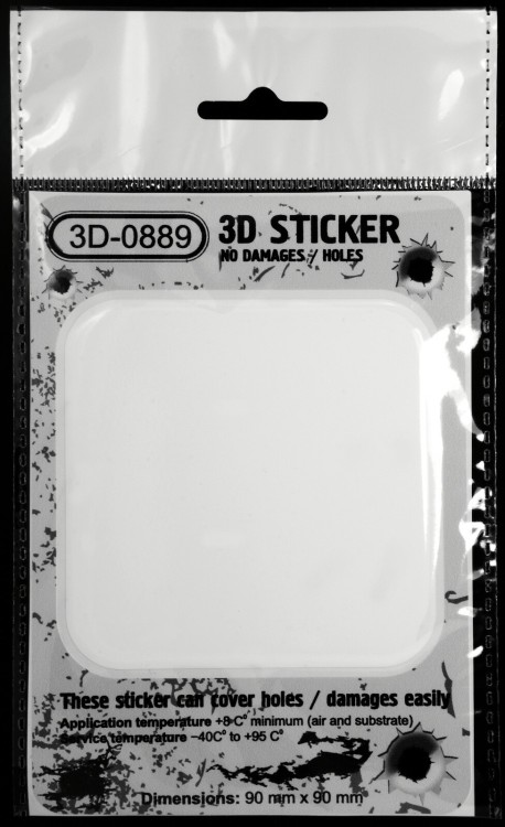 White Square Sticker Domed Resin Van Car Protector Guard Cover Holes Damages 90