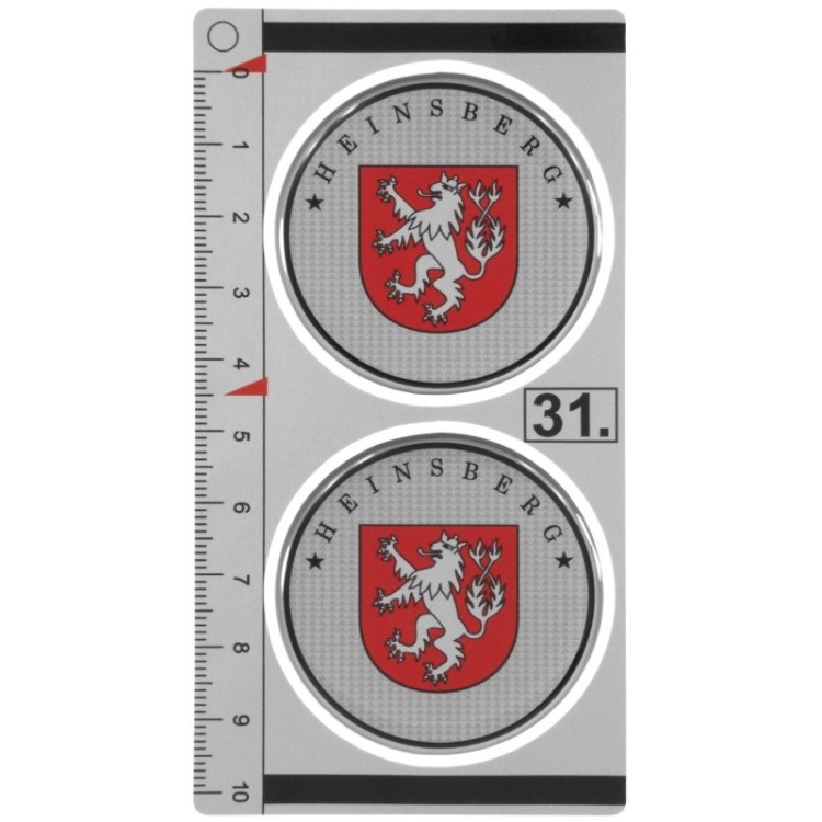 Heinsberg 45mm 3D Domed Resin German Number Plate Badge Stickers Set of 2