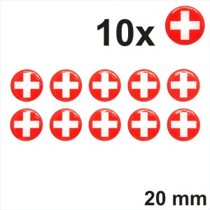 10x 20mm Diameter Swiss Switzerland Stickers Decal Gloss Domed GEL Resin CH