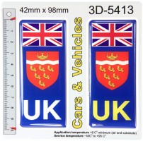 2x 42 x 98 mm UK Flag East Sussex County Number Plate Stickers 3D Gel Domed Decals Badges